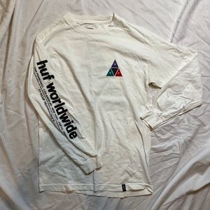 HUF Triple Triangle Prism Long Sleeve White Shirt